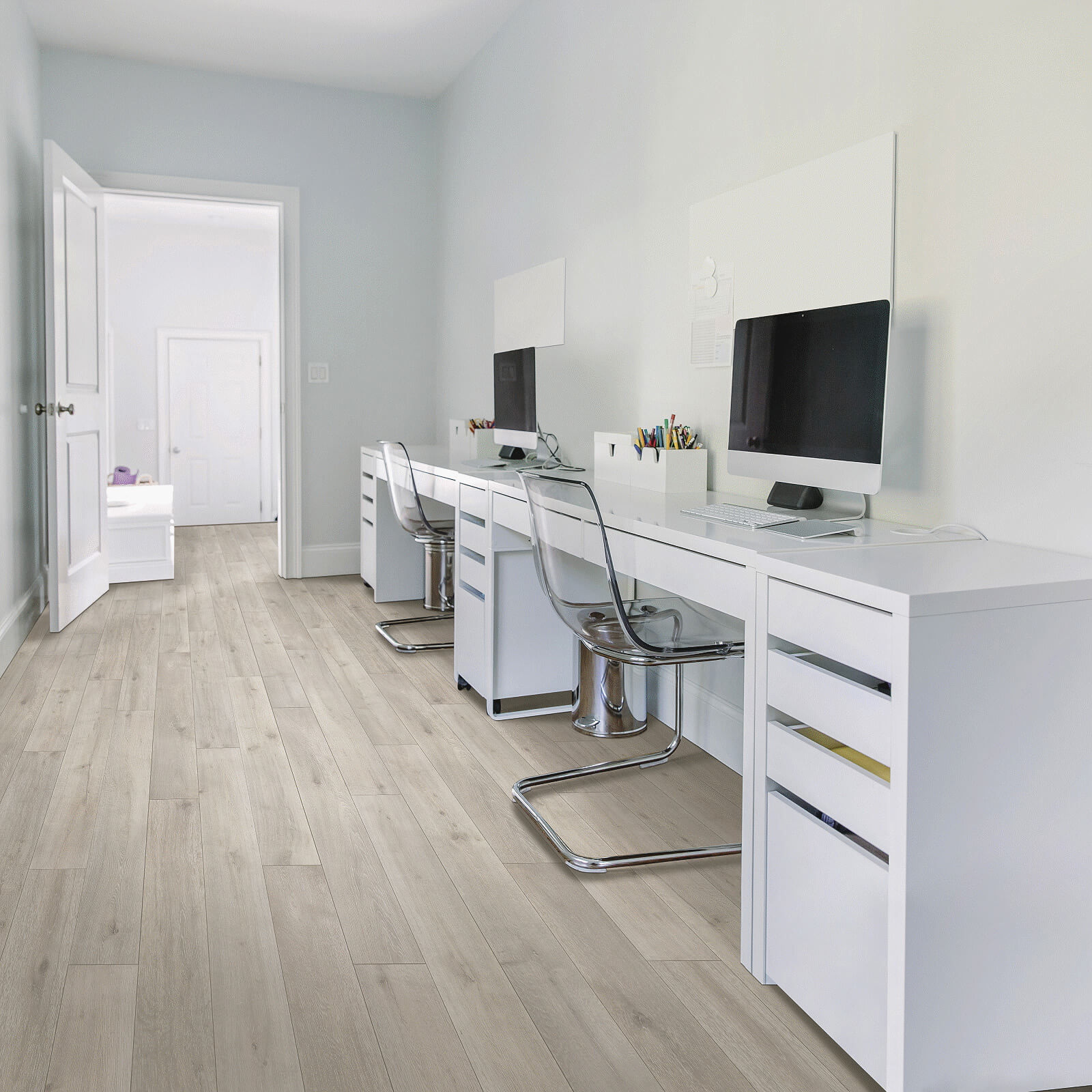 Laminate flooring in home office | Dehart Tile
