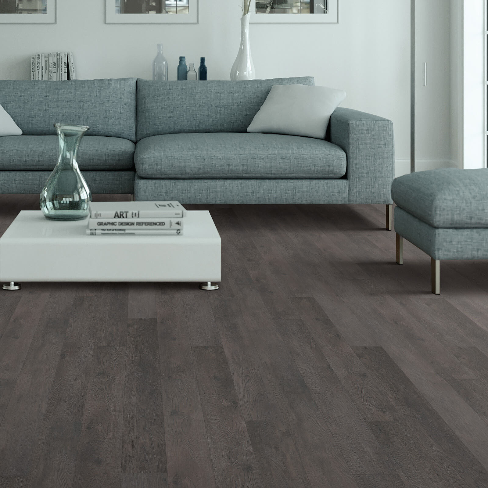 Vinyl plank flooring in living room | Dehart Tile